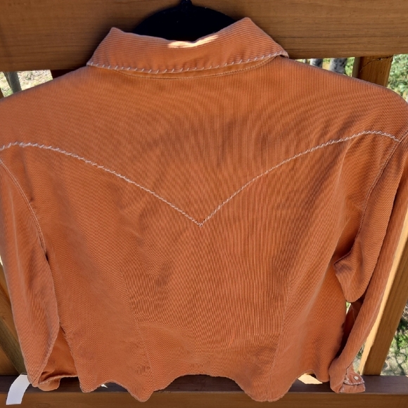 Ryan Micheal Silk/Cotton Women's Button Down Western Shirt, pumpkin Orange - Picture 10 of 14